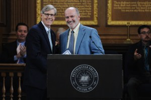 award from pres at podium